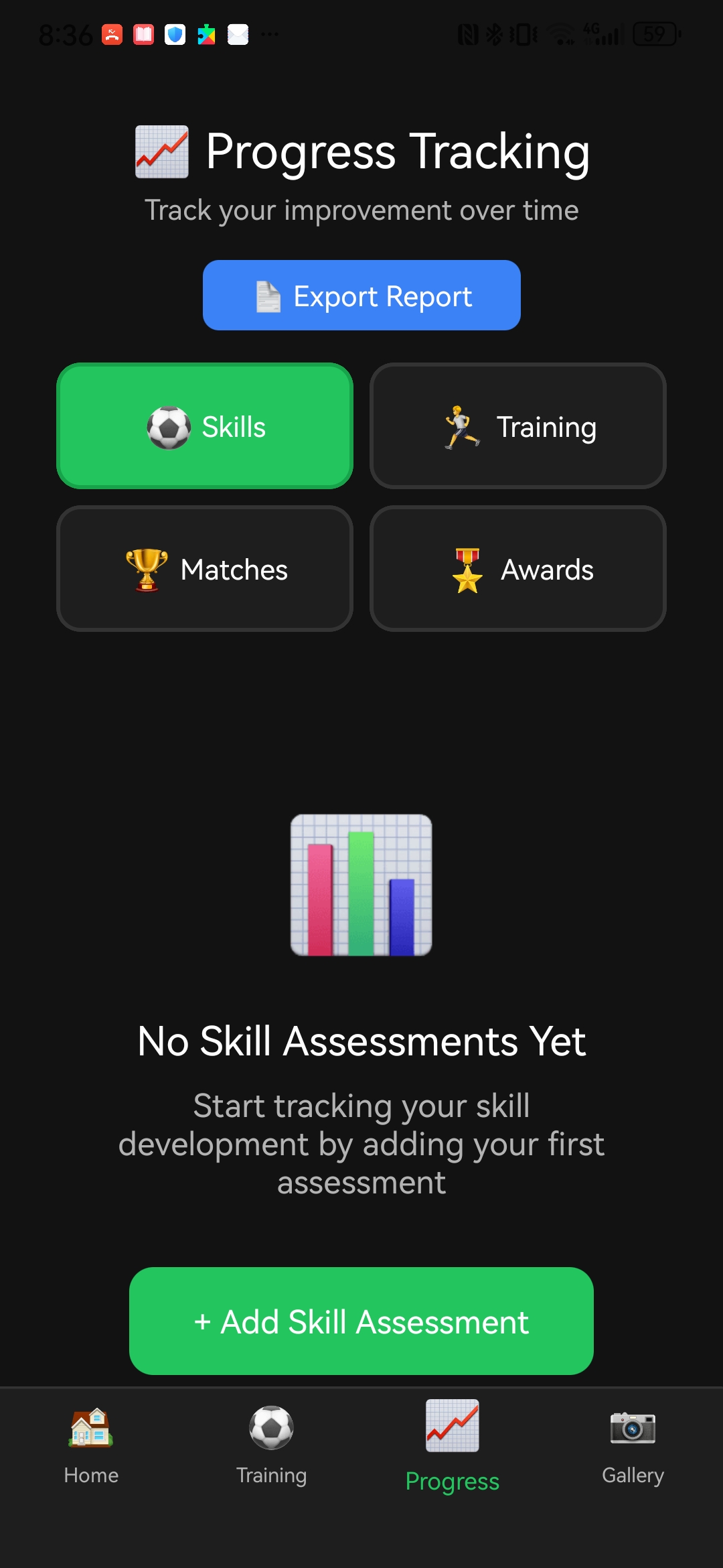 Progress charts and analytics